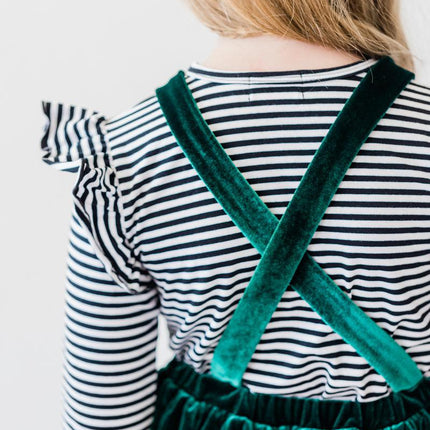 Black & White Stripe L/S Ruffle Tee