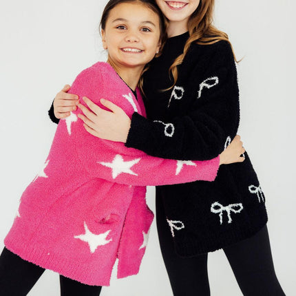 Black/Coconut Bow Cozy Cardigan