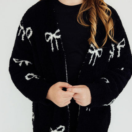 Black/Coconut Bow Cozy Cardigan