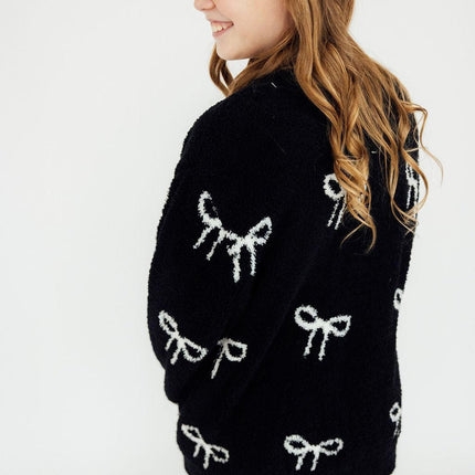 Black/Coconut Bow Cozy Cardigan
