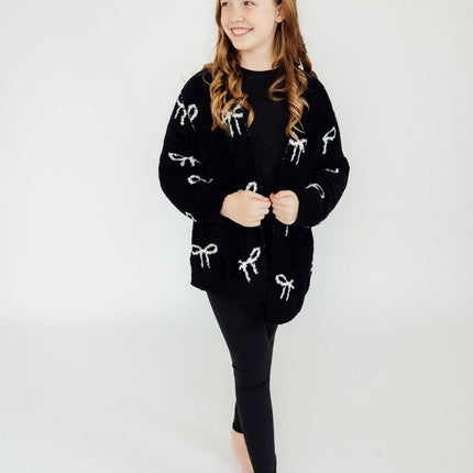 Black/Coconut Bow Cozy Cardigan