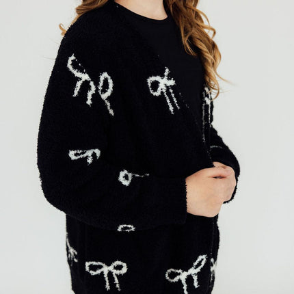 Black/Coconut Bow Cozy Cardigan