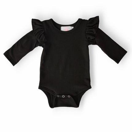 Black L/S Flutter Bodysuit