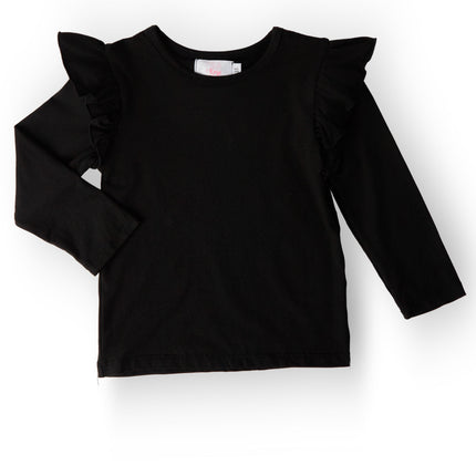 Black L/S Ruffle Tee
