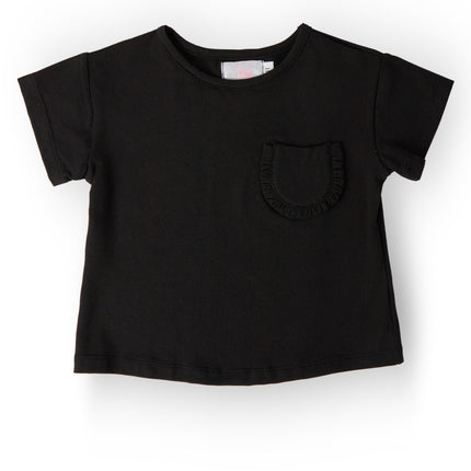 Black Ruffle Pocket Tee