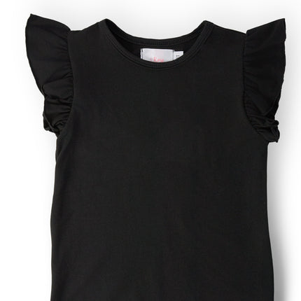 Black S/S Ruffle Tee