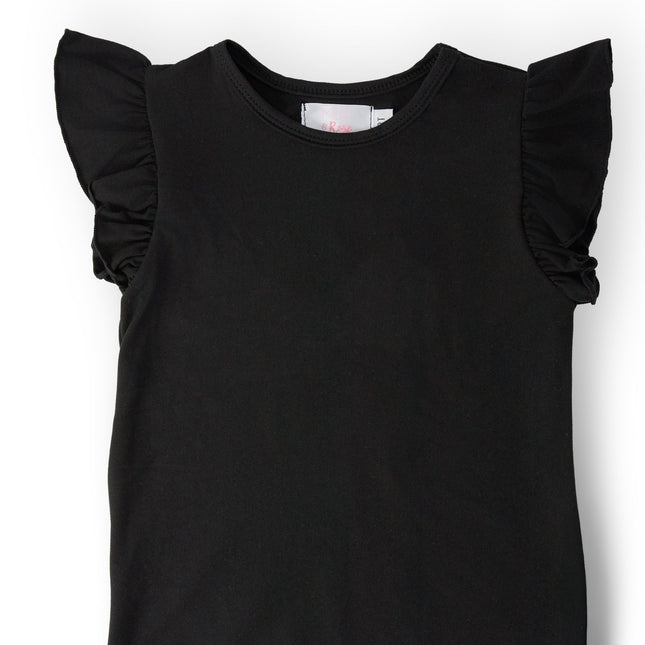 Black S/S Ruffle Tee - Dashing Nova