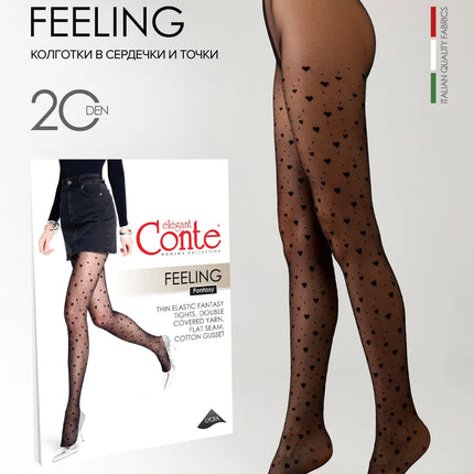 Conte Feeling 20 Den - Fantasy Women's Tights with hearts and dots (23S-68SP)