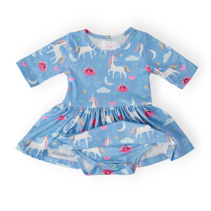 Blue Moon 3/4 Sleeve Twirl Bodysuit