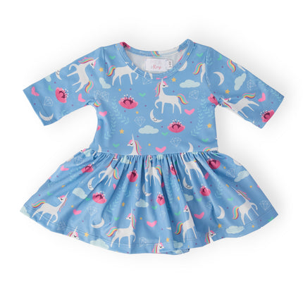 Blue Moon 3/4 Sleeve Twirl Bodysuit