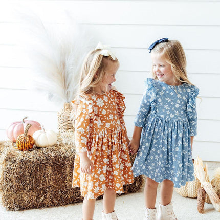 Bluebell 3/4 Sleeve Ruffle Twirl Dress
