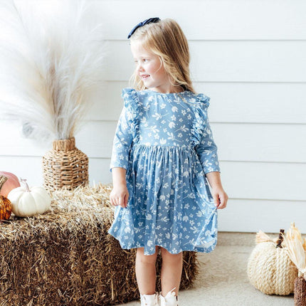 Bluebell 3/4 Sleeve Ruffle Twirl Dress