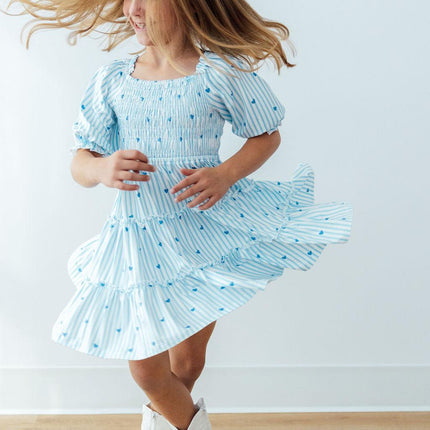 Blueberry Kisses Smocked Ruffle Dress