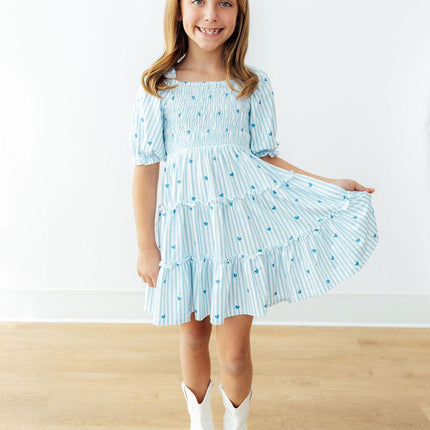 Blueberry Kisses Smocked Ruffle Dress