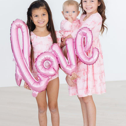 Blushing Bows 3/4 Sleeve Twirl Bodysuit