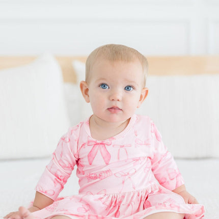 Blushing Bows 3/4 Sleeve Twirl Bodysuit