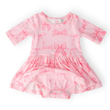 Blushing Bows 3/4 Sleeve Twirl Bodysuit