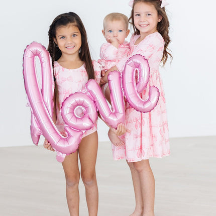 Blushing Bows S/S Flutter Sleeve Leotard