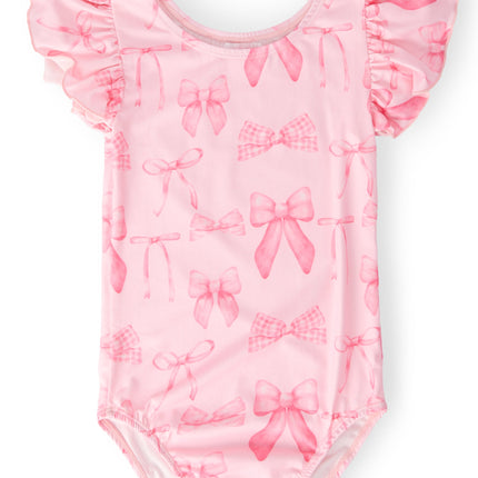 Blushing Bows S/S Flutter Sleeve Leotard