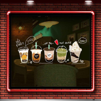 Static Glass Cling Film – Reusable Window Decor for Boba Shops
