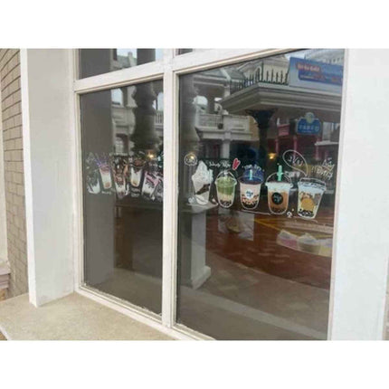 Static Glass Cling Film – Reusable Window Decor for Boba Shops
