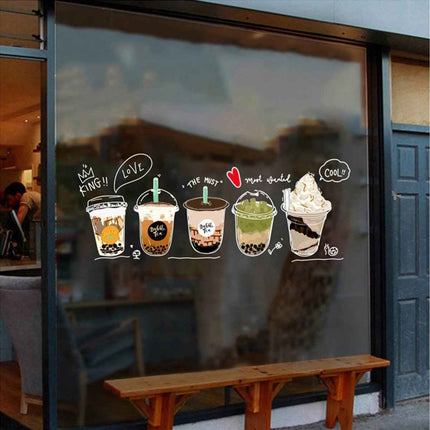 Static Glass Cling Film – Reusable Window Decor for Boba Shops