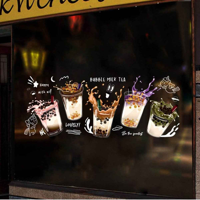 Static Glass Cling Film – Reusable Window Decor for Boba Shops