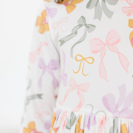Boho Bows 3/4 Sleeve Pocket Twirl Dress