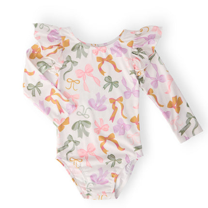 Boho Bows L/S Flutter Sleeve Leotard