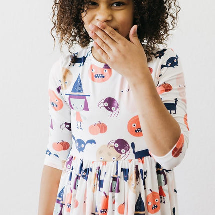 Boo Crew 3/4 Sleeve Pocket Twirl Dress