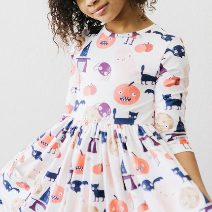 Boo Crew 3/4 Sleeve Pocket Twirl Dress
