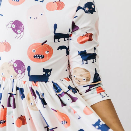 Boo Crew 3/4 Sleeve Pocket Twirl Dress