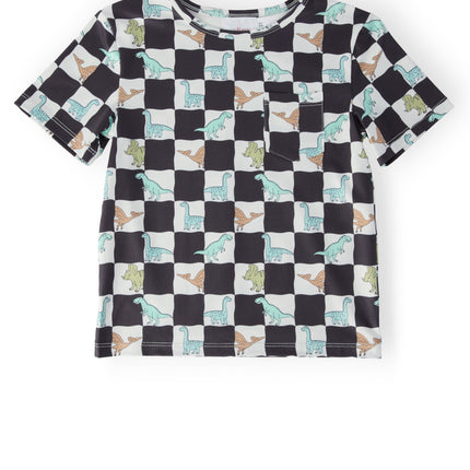 Boys Dino Checkers S/S Pocket Tee