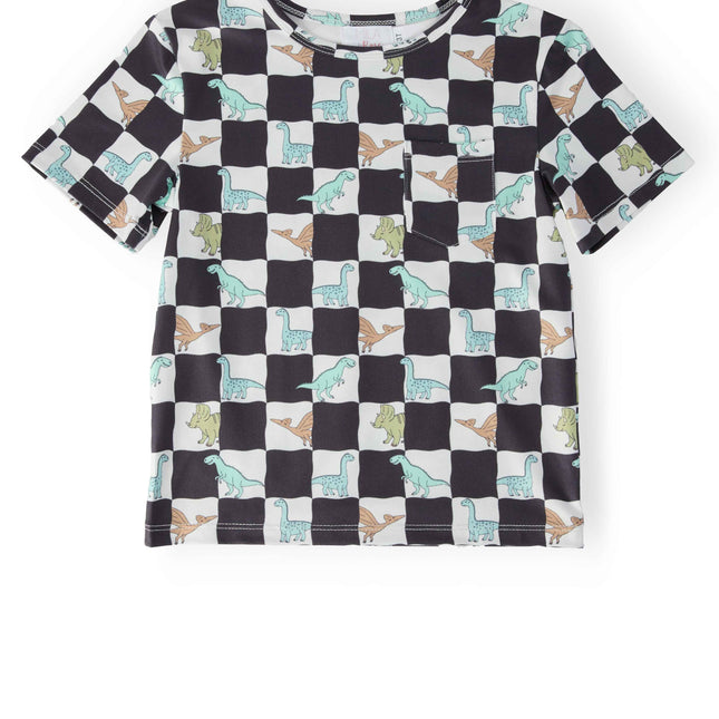 Boys Dino Checkers S/S Pocket Tee