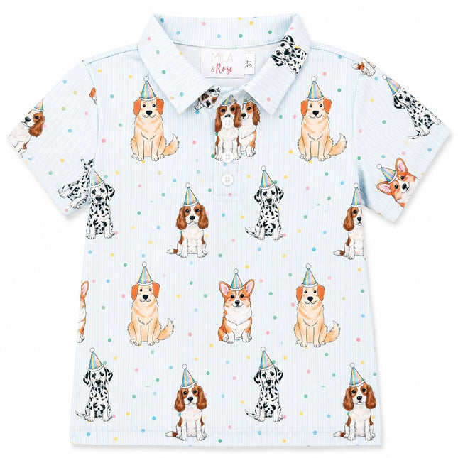 Boys Party Pups S/S Polo - Dashing Nova