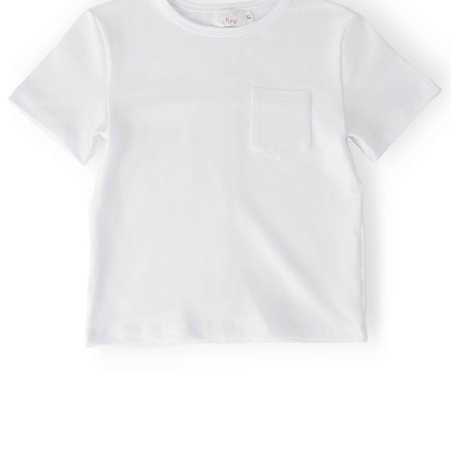 Boys White S/S Pocket Tee