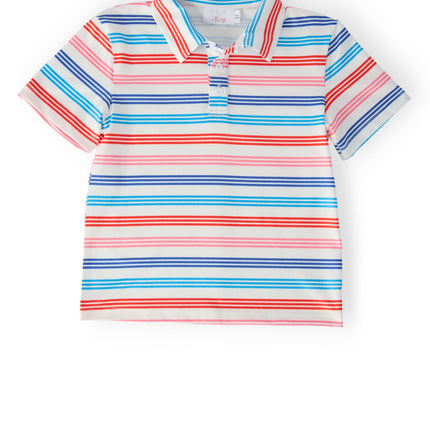 Boys Red, White & Stripe S/S Polo