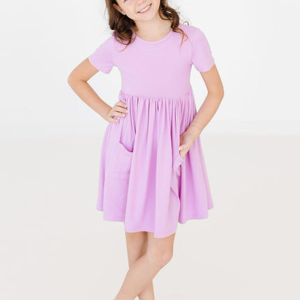 Bright Lilac S/S Pocket Twirl Dress