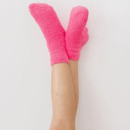 Bright Pink/Coconut Star Cozy Socks