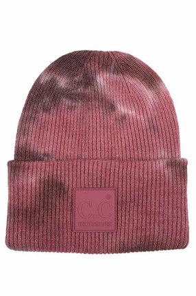 C.C Women's Tie Dye Beanie Hats With Rubber Patch