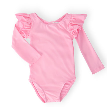 Bubblegum Pink L/S Flutter Sleeve Leotard