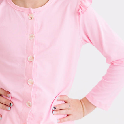 Bubblegum Pink Ruffle Cardigan