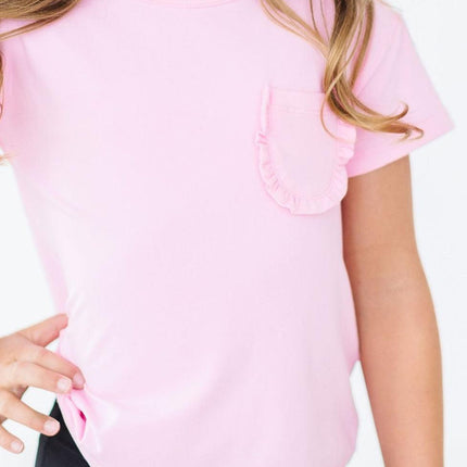Bubblegum Pink Ruffle Pocket Tee