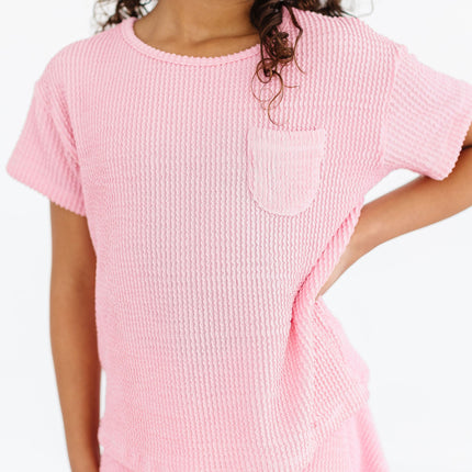 Bubblegum Pink Scrunchy Pocket Tee