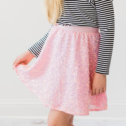 Bubblegum Pink Sequin Twirl Skort