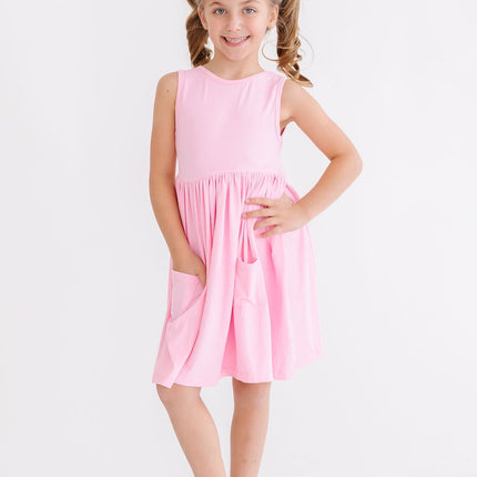 Bubblegum Pink Tank Pocket Twirl Dress