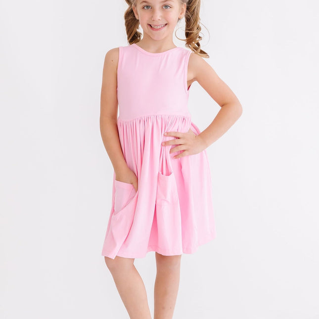Bubblegum Pink Tank Pocket Twirl Dress - Dashing Nova