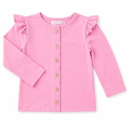 Bubblegum Pink Ruffle Cardigan