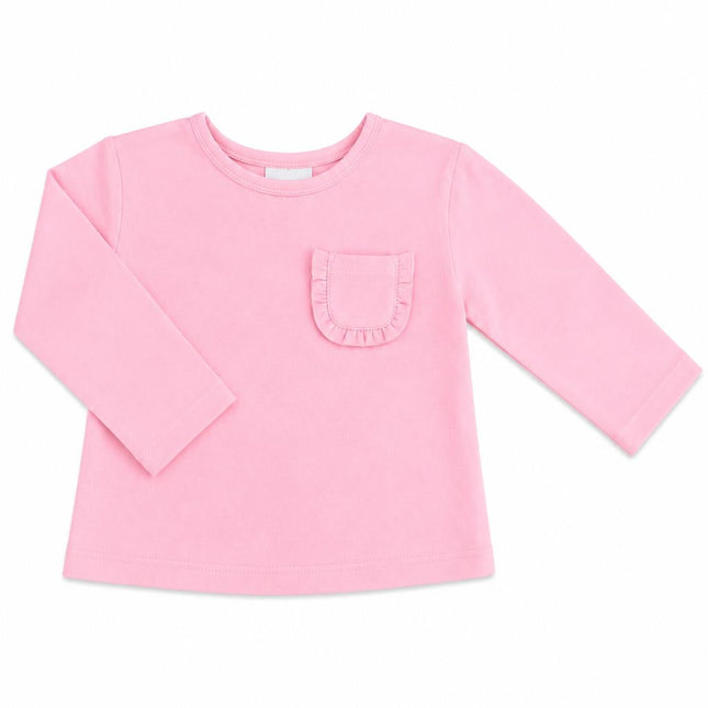 Bubblegum Pink L/S Ruffle Pocket Tee