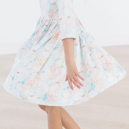 Bunny Dreams 3/4 Sleeve Pocket Twirl Dress